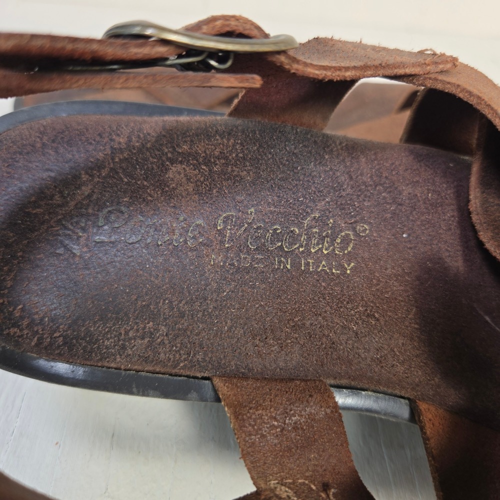 Ponte Vecchio Brown Suede Leather Strappy Slingback Sandals Made in Italy Womens - Picture 6 of 8